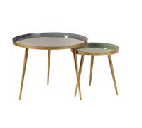 Tables gigognes en métal vert et doré 61x48.2x61cm Vert