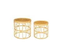 Lot de 2 tables gigognes ""Henriette"" beige D35/40cm - Atmosphera createur d'interieur