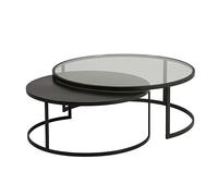 Tables gigognes en verre trempé et métal noir 110x42x110cm Noir