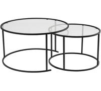 Tables gigognes Ensemble de Aurum 80 60 noir transparent 80x80xh43
