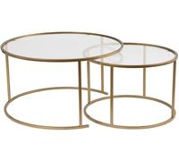 Hanah home tables gigognes rondes - Doré verre transparent