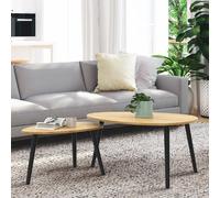 Lot de 2 tables basses gigognes gaia bois et pieds noirs scandinave