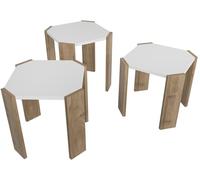 Tables gigognes Lori blanc noyer 44,5 x 44,5 x h41cm