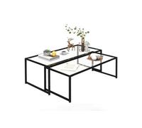 Tables basses gigognes - HOMCOM - lot de 2 tables salon rectangulaires design contemporain - acier verre trempé - noir