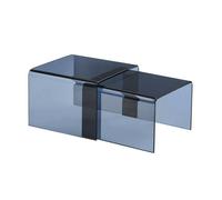 Tables gigognes rectangulaire et carrée verre trempée 50 cm bleu gris - Glintz