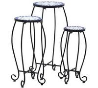 vidaXL Tables mosaïque 3 pcs. Céramique Bleu et Blanc