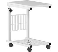 Tablette d'appoint et support pour ordinateur portable Ibenzoa® réglable en hauteur, sur roulettes – Design en forme de U, poche latérale, structure métallique avec revêtement époxy, dimensions 48 x 3