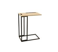 Tablette d'Appoint Métal Noir et Imitation Bois - TANISHA -