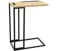 Tablette d'Appoint Métal Noir et Imitation Bois - TANISHA - ALTOBUY Marron G
