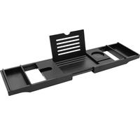 Tablette de bain, longueur réglable, construction durable en bambou, noir