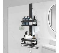 Tablette de douche à suspendre en inox SUS304 pour porte en verre sans cadre, noir - UUlioyer