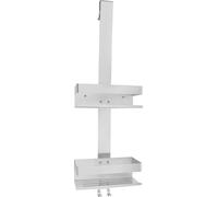 Tablette de douche en acier inoxydable - Étagère de salle de bain suspendue - 2 niveaux - Acier inoxydable 304 - Sans perçage - Au-dessus de la porte jusqu'à 2 cm - Argent