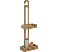 Tablette de douche HWC-M23, étagère de douche panier de douche organisateur de salle de bain, 2 paniers bambou 69x22x13cm