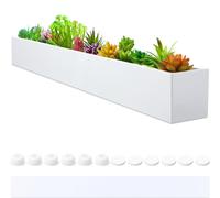 Tablette de fenêtre moderne Boîte à plantes en acier avec écoulement d'eau - blanc 82 x 35 x.