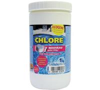 Tablettes 200 g chlore lent - seau 1 Kg - ECOGENE - Entretien complet de votre piscine