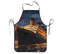 Tablier Barbecue Croisière à bord du Titanic Tabliers de Service 52x72cm | Réglable Tablier Supérieure Tabliers Femme pour Jardin Familial