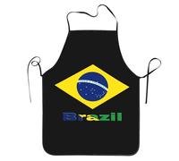 Tablier Barbecue Drapeau du Brésil imprimé vert et jaune Tabliers 52x72cm | Réglable Tablier Cuisine Professionnelle Serveurs Tabliers pour Restaurant Barbecue