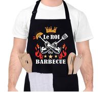 Tablier Barbecue Homme,Tablier de Cuisine pour Homme,Réglable Étanche Noir Tablier BBQ personnalisé pour Barbecue Fête,Fête des