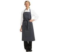 Tablier Bavette Tissé Chef Works Premium Rayures Bleue Marine Et Blanches Chef Works Blanc G