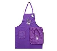 Tablier brodé sachet de lavande violet avec essuie main intégré