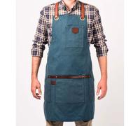 Tablier cuir et toile waxée Bleu Canard ALASKAN MAKER