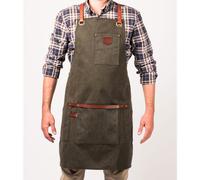 Tablier cuir toile waxée 547 vert olive