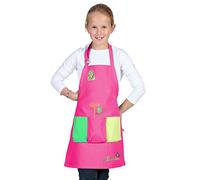 Tablier d’écolier enfant, rose fuchsia, brodé, 100% coton, multipoches, coutures renforcées La Cordeline CJN45RF