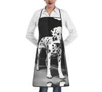 Tablier Dalmatien 1 imprimé pour Aldult avec poche, attaches réglables à la taille, pour la pâtisserie, la cuisine, le jardinage, blanc, taille unique