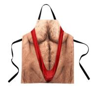 Tablier de barbecue drôle de corps poilu, bavoir imperméable réglable | Tablier ventre bikini fantaisie, impression réaliste poils poitrine d'abdos, résistant aux taches, sangle réglable barbecue
