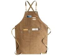 Tablier de cow-boy de haute qualité avec poches pour coiffeur, Tablier de travail multifonction en toile cirée imperméable, peintre, jardinier, styliste de coiffure pour femme et homme, kaki - marron