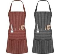 Tablier de cuisine ajustable unisexe gris et marron