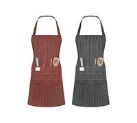 Tablier de cuisine ajustable unisexe gris et marron