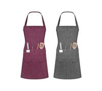 Tablier de cuisine ajustable unisexe gris et rouge