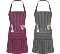 Tablier de cuisine ajustable unisexe gris et rouge