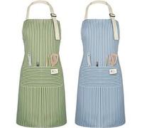 Tablier de cuisine ajustable unisexe vert et bleu