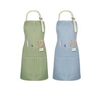 Tablier de cuisine ajustable unisexe vert et bleu