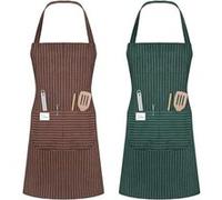 Tablier de cuisine ajustable unisexe vert et marron
