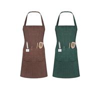 Tablier de cuisine ajustable unisexe vert et marron