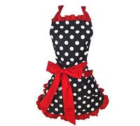 Tablier de cuisine Bowknot réglable coton lin tablier de cuisine cuisine ménage ménage tablier à bavette pour femmes résistant à l'eau et à l'huile rétro robe de princesse à pois taille libre