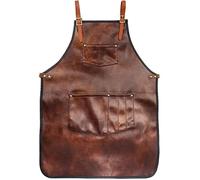 Tablier de cuisine - Cuir - Marron - Imperméable - Réglable - 78x61cm