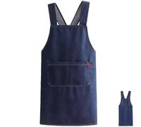 Tablier de cuisine en coton léger avec poche avant, tablier croisé dans le dos pour homme et femme, tablier de cuisine confortable en denim doux pour adulte, noir foncé, One Size (94cm/37in Length
