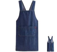 Tablier de cuisine en coton léger avec poche avant, tablier croisé dans le dos pour homme et femme, tablier de cuisine confortable en denim doux pour adulte, rayures, One Size (94cm L x 83cm W)
