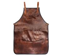 Tablier de cuisine en cuir synthétique PU, imperméable, avec bretelles croisées, couleur marron, vendu à l'unité