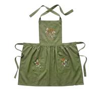 Tablier de cuisine en lin brodé floral tablier de cuisine adulte, multicolore, Green