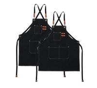 Tablier de cuisine en toile (2 pièces), tablier de travail avec 3 poches, sangle réglable, tablier de barbecue imperméable professionnel pour homme femme pour coiffeur, cuisine, jardinier, gris, 120