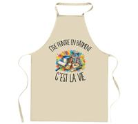 Tablier de Cuisine Être peintre en bâtiment c'est la vie | Coton 90 × 60 cm Cou Ajustable Nouage dans le Dos | Pâtisserie Barbecue Atelier | Cadeau Artisan Artisane Homme Femme Fête des Pères
