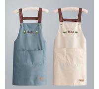 Tablier de cuisine imperméable à l'huile, tablier de cuisine de Chef de poche pratique pour hommes et femmes, tabliers de travail de manucure Barista, uniforme de serveur Bleu