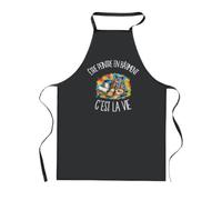 Tablier de Cuisine Noir Être peintre en bâtiment c'est la vie | Coton 90 × 60 cm Cou Ajustable Nouage dans le Dos | Pâtisserie Barbecue Atelier | Cadeau Artisan Artisane Homme Femme Fête des Pères