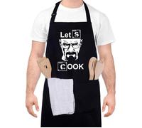Tablier de Cuisine pour Homme, Tabliers de Cuisine Étanche Réglable Tablier Barbecue avec Poches Idée Cadeau Fête(70 cm x 80 cm)