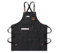 Tablier de Cuisine Tablier Barbecue Homme Tablier de Travail Femme avec Sangle Réglable et 3 Poches Tabliers Toile pour Serveurs C